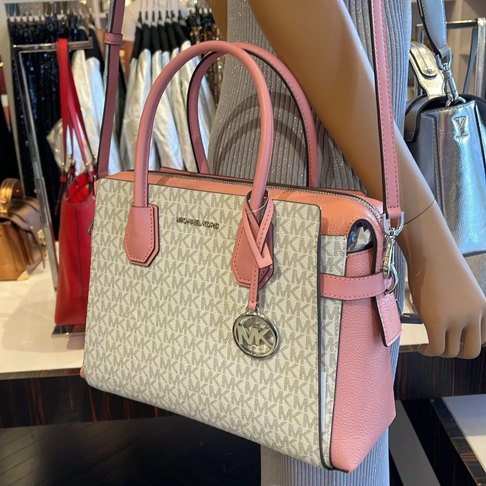 MICHAEL KORS
Mercer Medium Logo and Leather Belted Satchel
Primrose Multi 
NWT - Picture 3 of 16